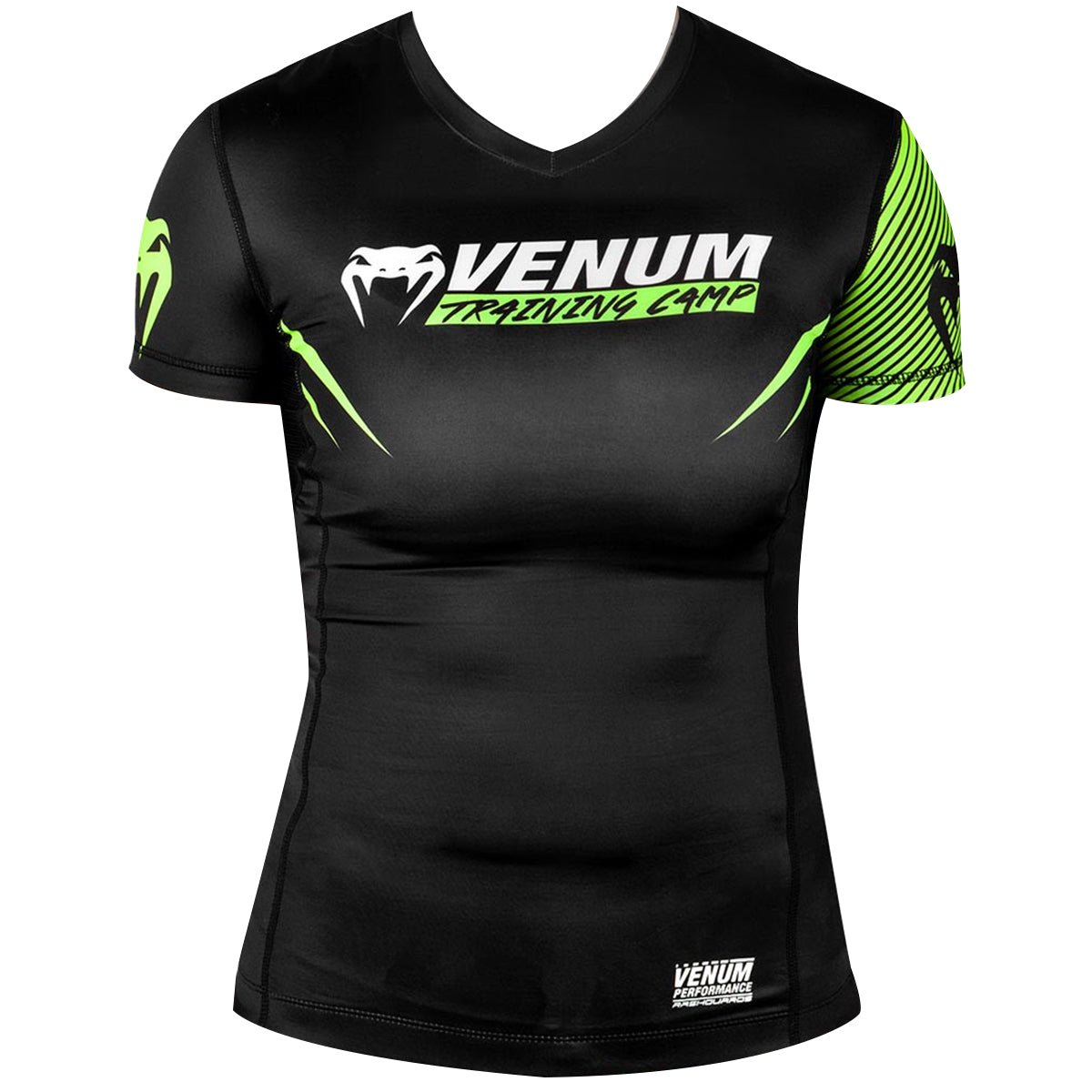 Venum Women's Training Camp 2.0 Short Sleeve Rashguard - Black/Neon Yellow - Forza Sports
