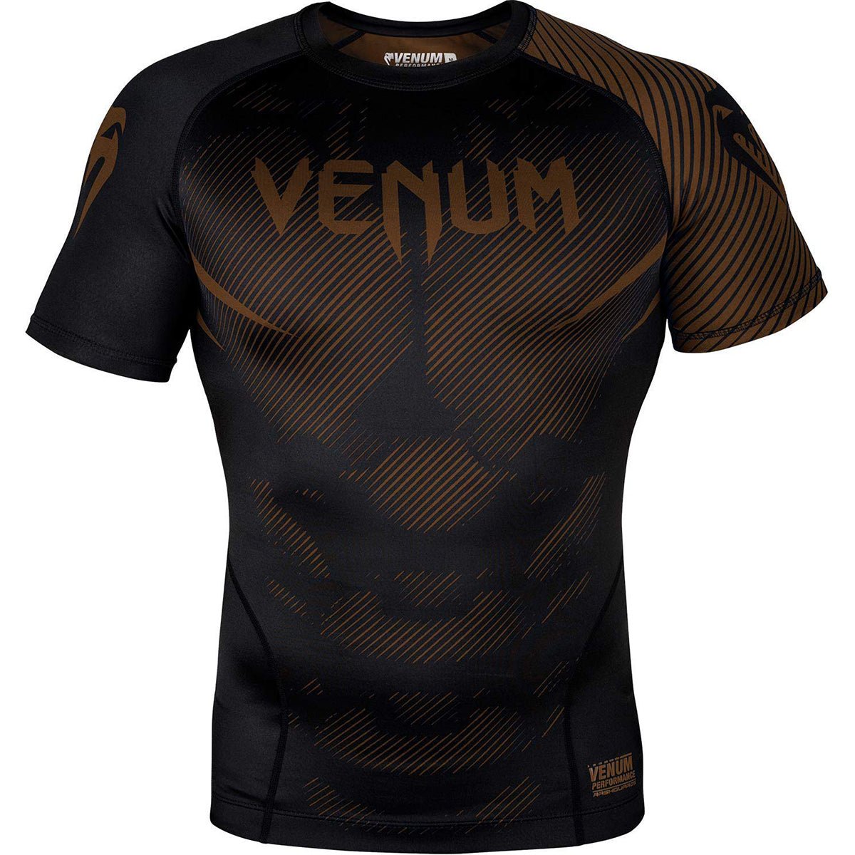 Venum No - Gi 2.0 Short Sleeve MMA Compression Rashguard - Black/Brown - Forza Sports