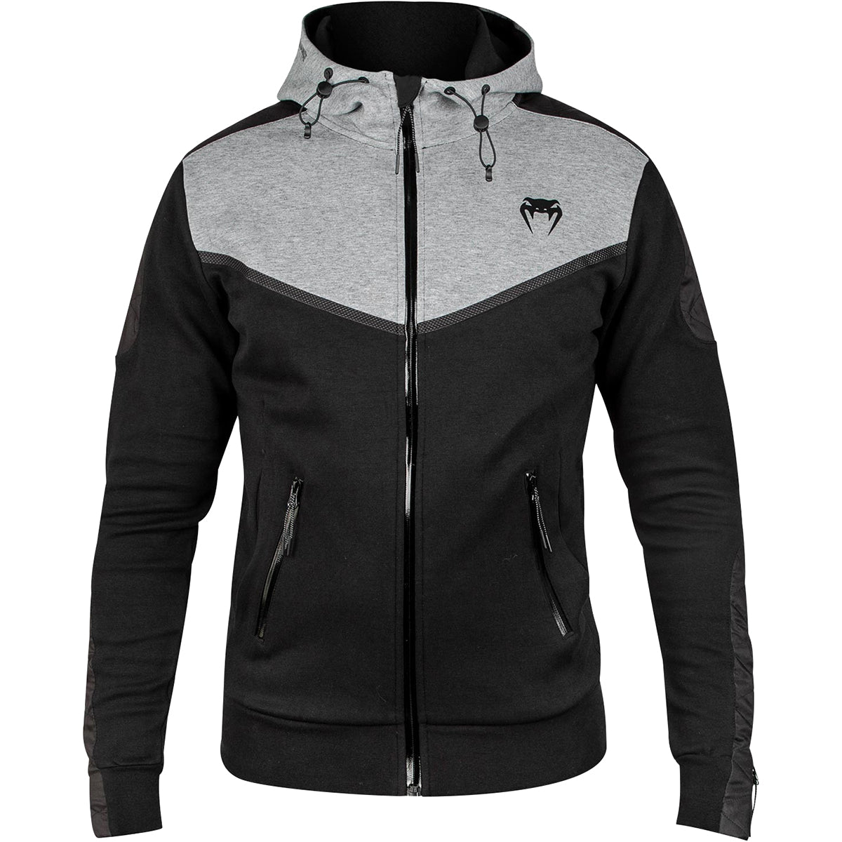 Venum Laser Evo Full Zip Hoodie - Black/Heather Gray - Forza Sports