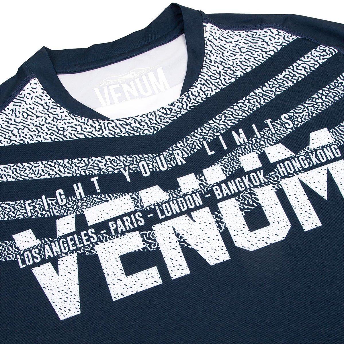 Venum Signature Dry Tech Short Sleeve T-Shirt - Navy Blue/White - Forza Sports
