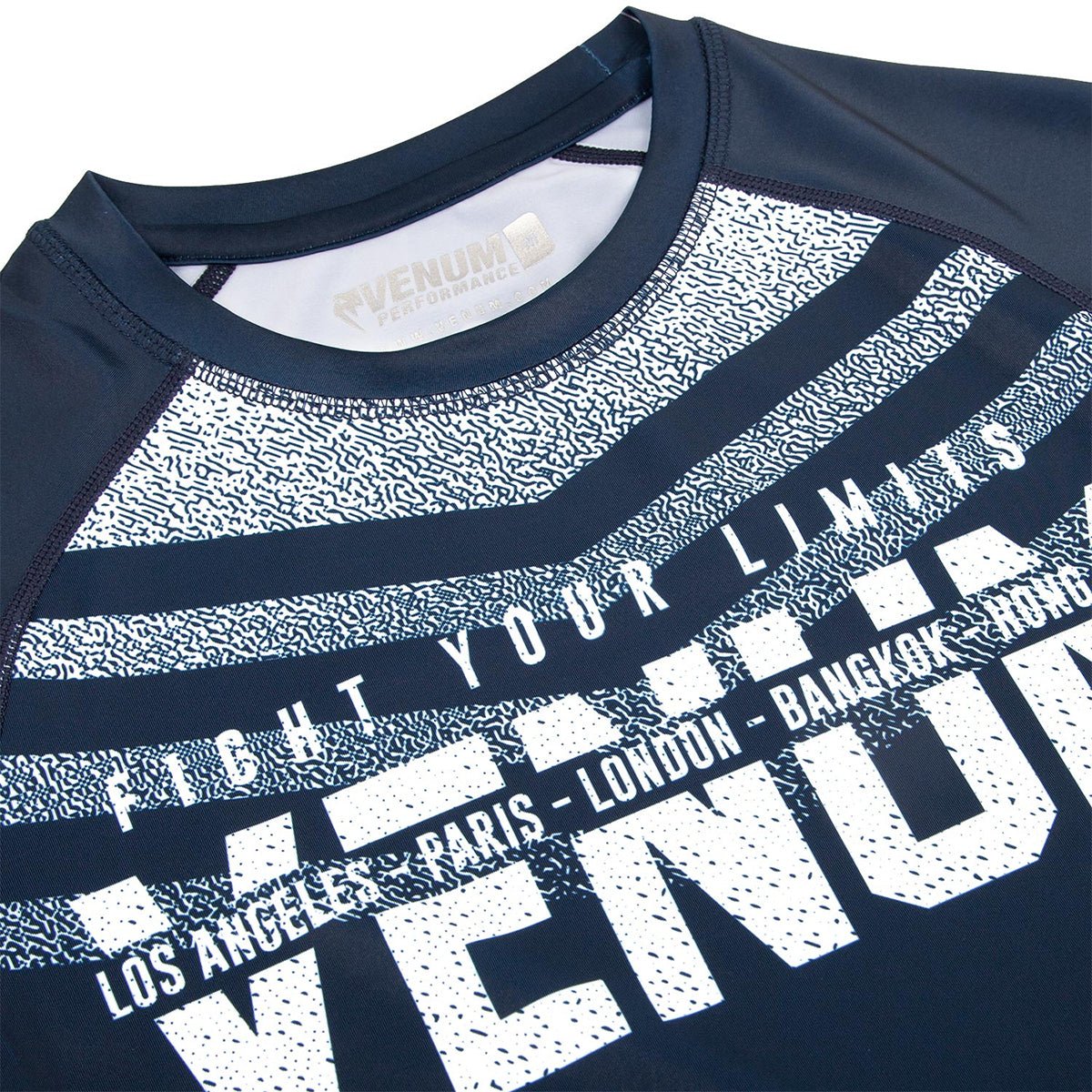 Venum Signature Long Sleeve Compression Rashguard - Navy Blue/White - Forza Sports