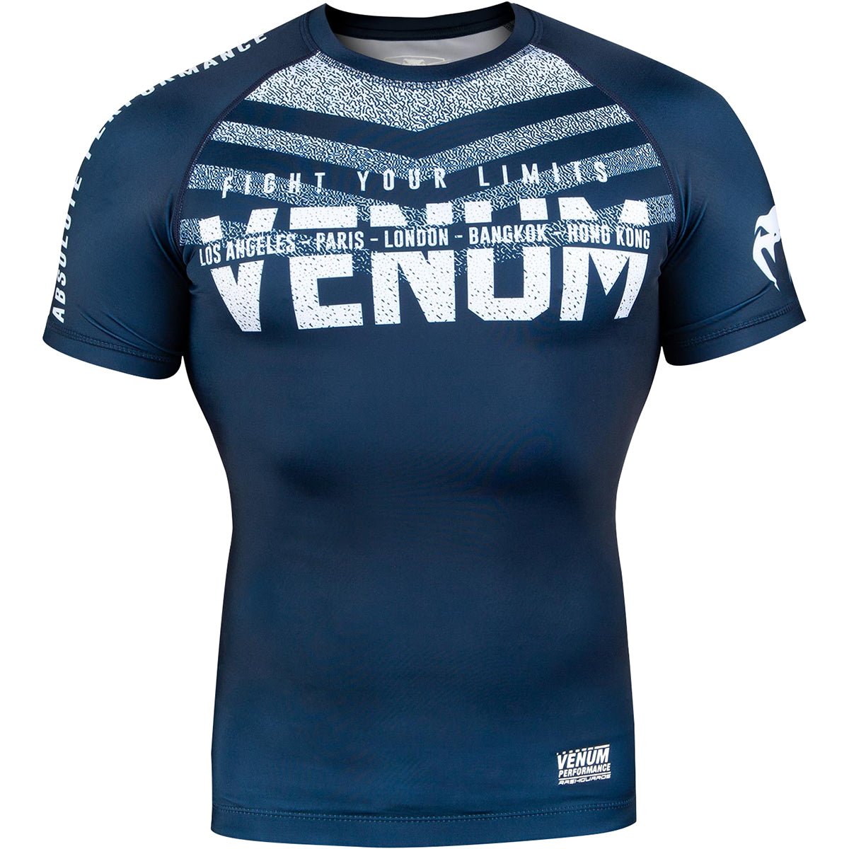 Venum Signature Short Sleeve Compression Rashguard - Blue/White - Forza Sports