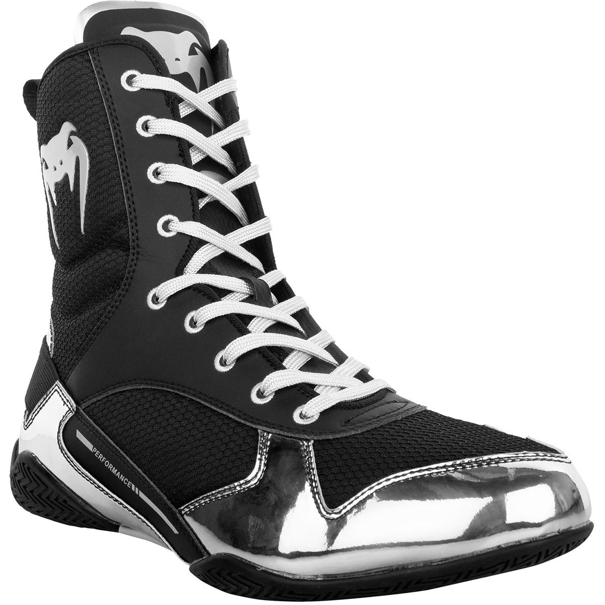 Venum Elite Professional Boxing Shoes - Black/Silver - Forza Sports