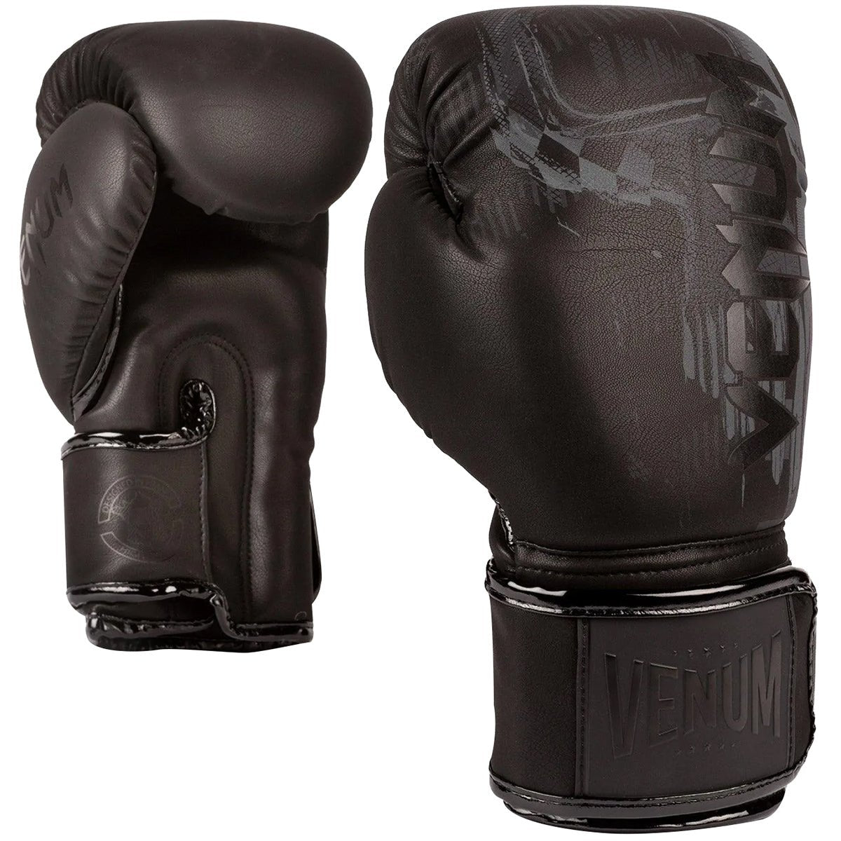 Venum Skull Hook and Loop Boxing Gloves - Black/Black - Forza Sports