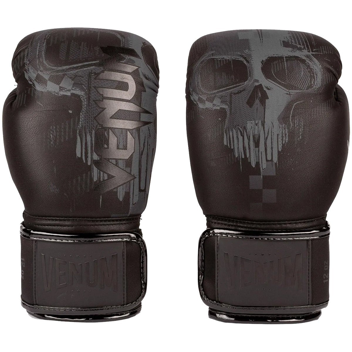 Venum Skull Hook and Loop Boxing Gloves - Black/Black - Forza Sports