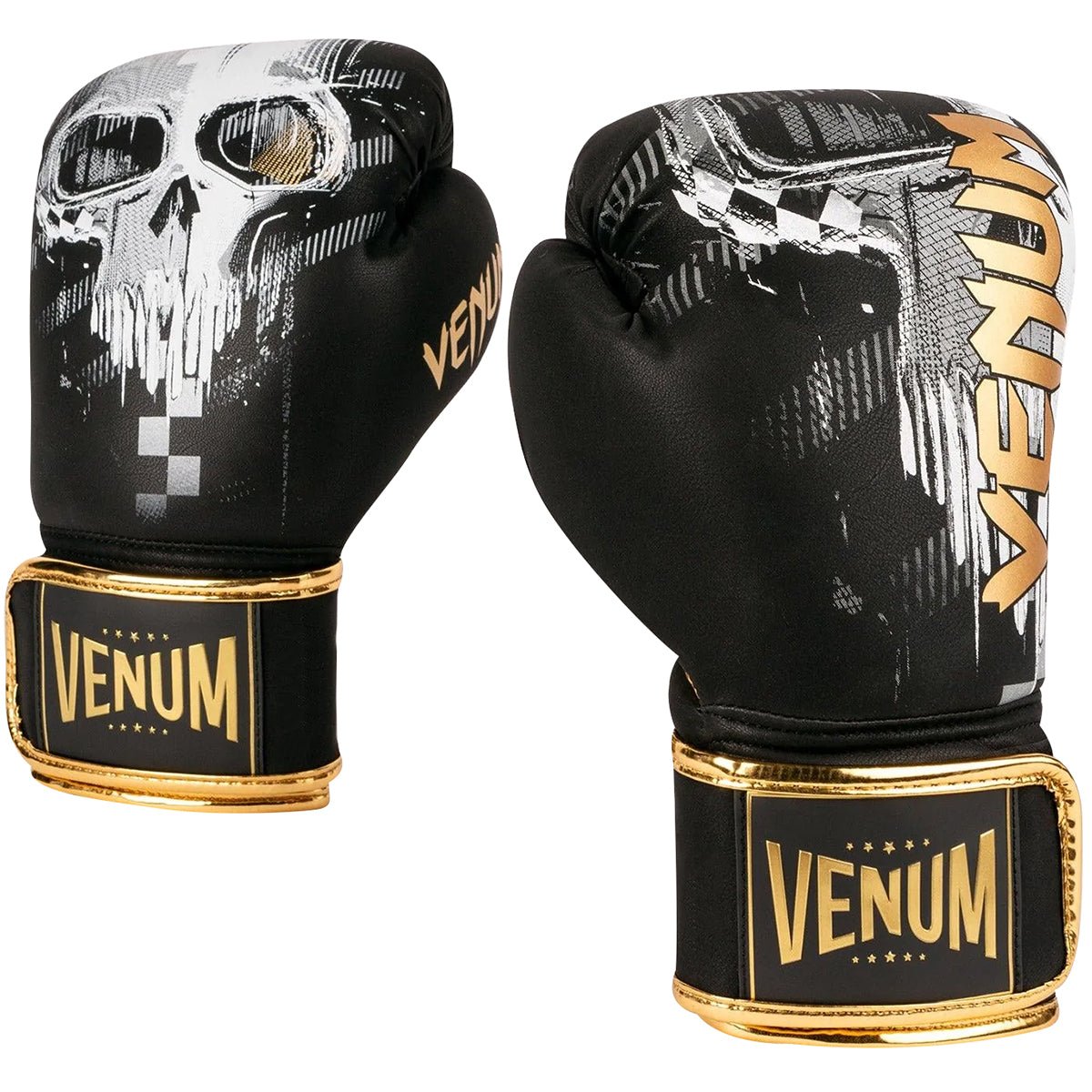 Venum Skull Hook and Loop Boxing Gloves - Black - Forza Sports