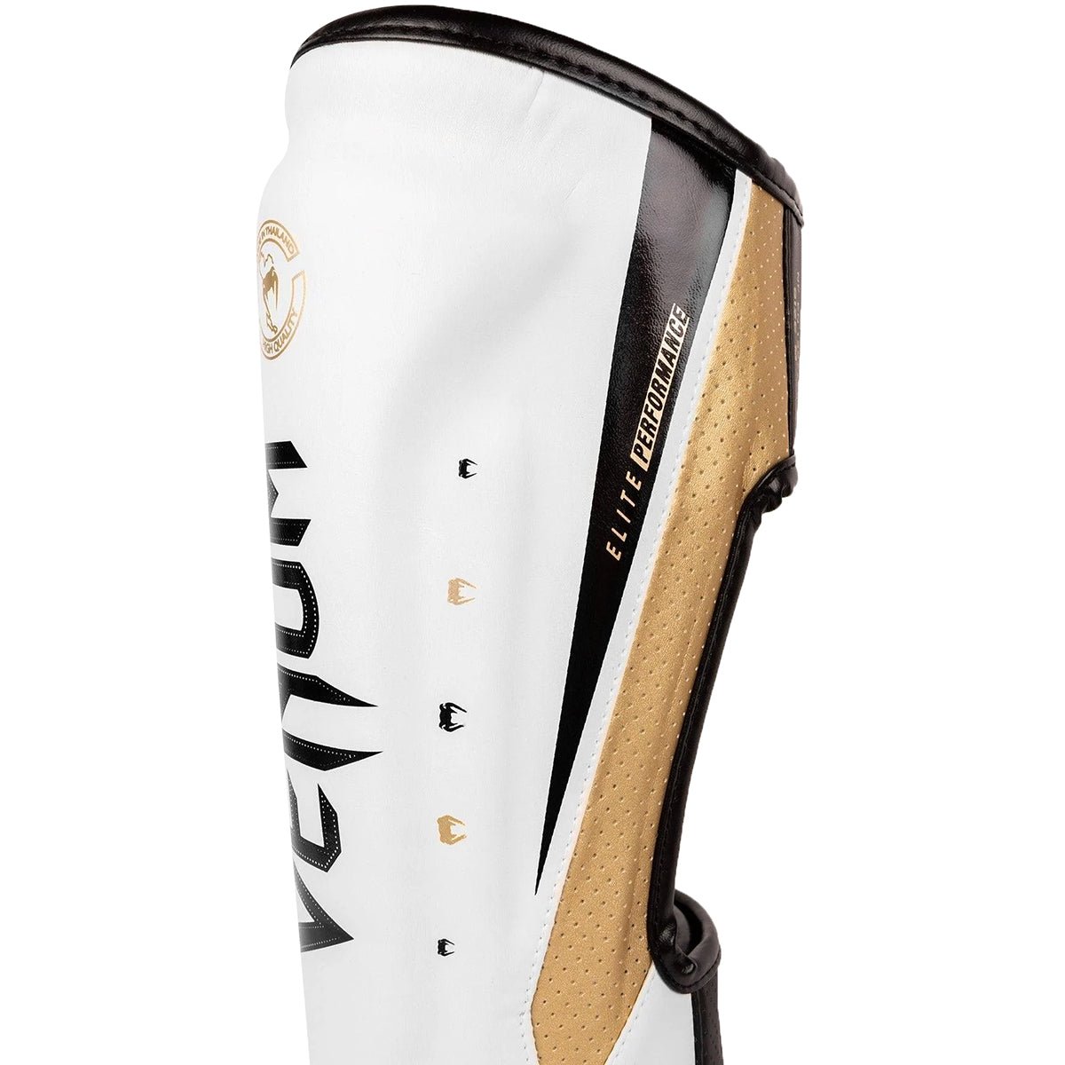 Venum Elite Evo Protective Shin Instep Guards - White/Gold - Forza Sports