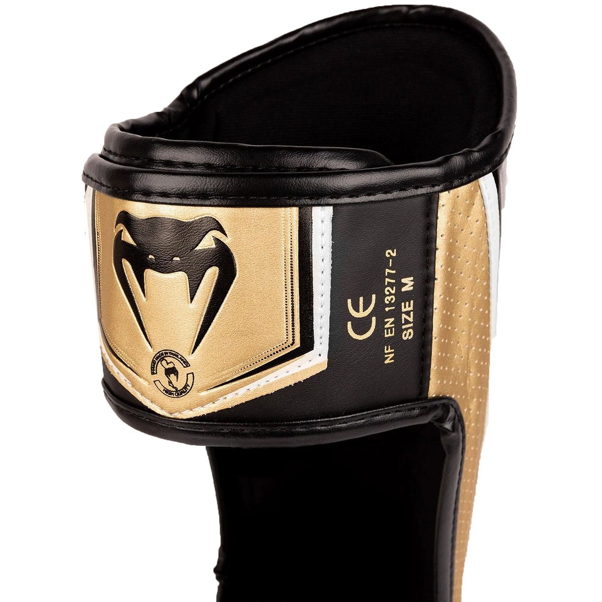 Venum Elite Evo Protective Shin Instep Guards - White/Gold - Forza Sports