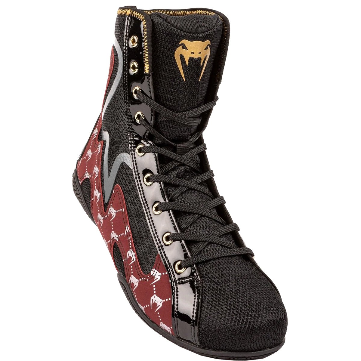 Venum Elite Evo Monogram Boxing Shoes - Black/Burgundy - Forza Sports