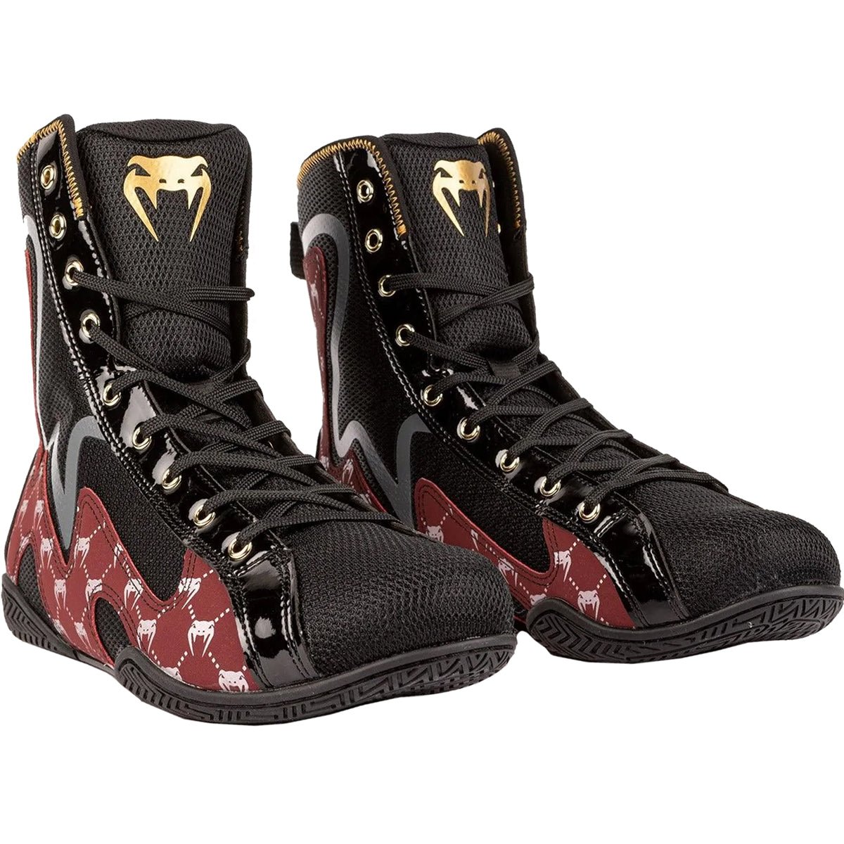 Venum Elite Evo Monogram Boxing Shoes - Black/Burgundy - Forza Sports