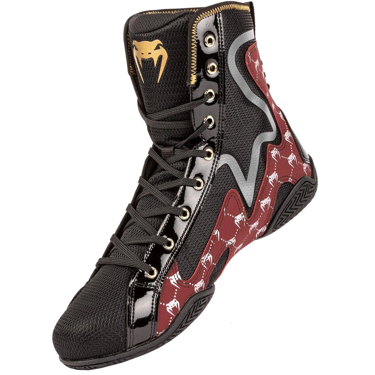 Venum Elite Evo Monogram Boxing Shoes - Black/Burgundy - Forza Sports