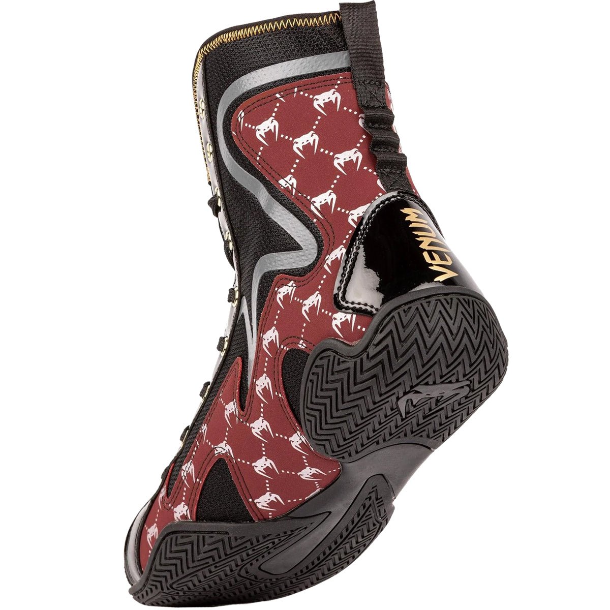 Venum Elite Evo Monogram Boxing Shoes - Black/Burgundy - Forza Sports