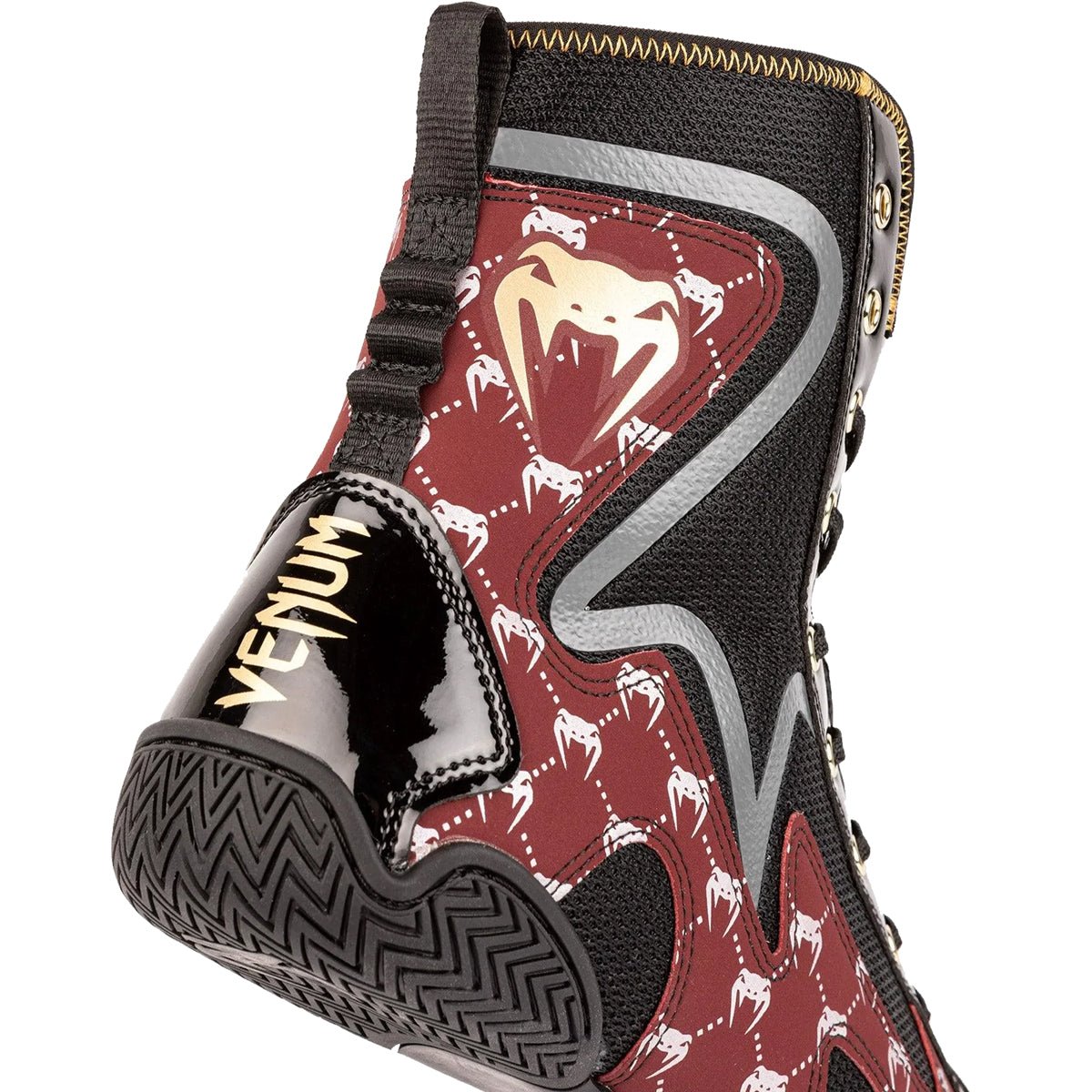 Venum Elite Evo Monogram Boxing Shoes - Black/Burgundy - Forza Sports