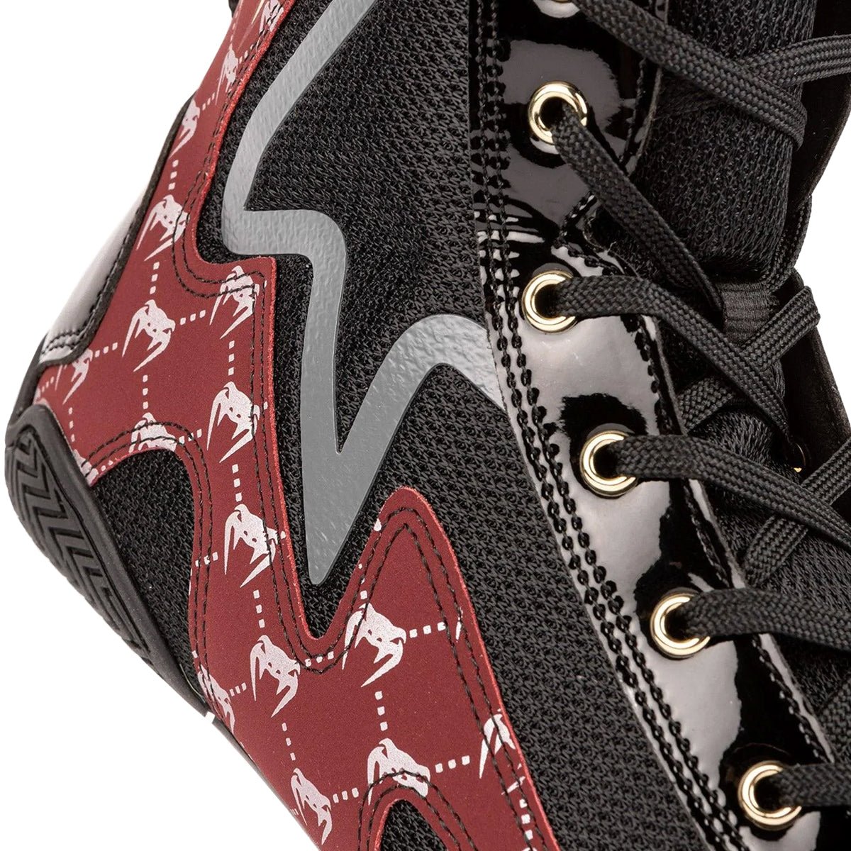 Venum Elite Evo Monogram Boxing Shoes - Black/Burgundy - Forza Sports