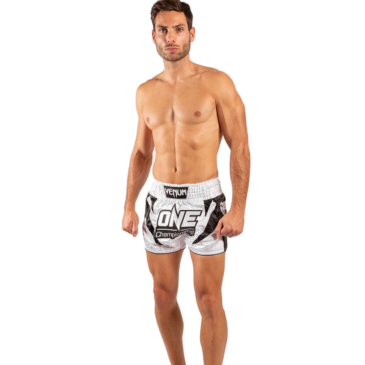 Venum One FC 3.0 Muay Thai Shorts - White/Black - Forza Sports