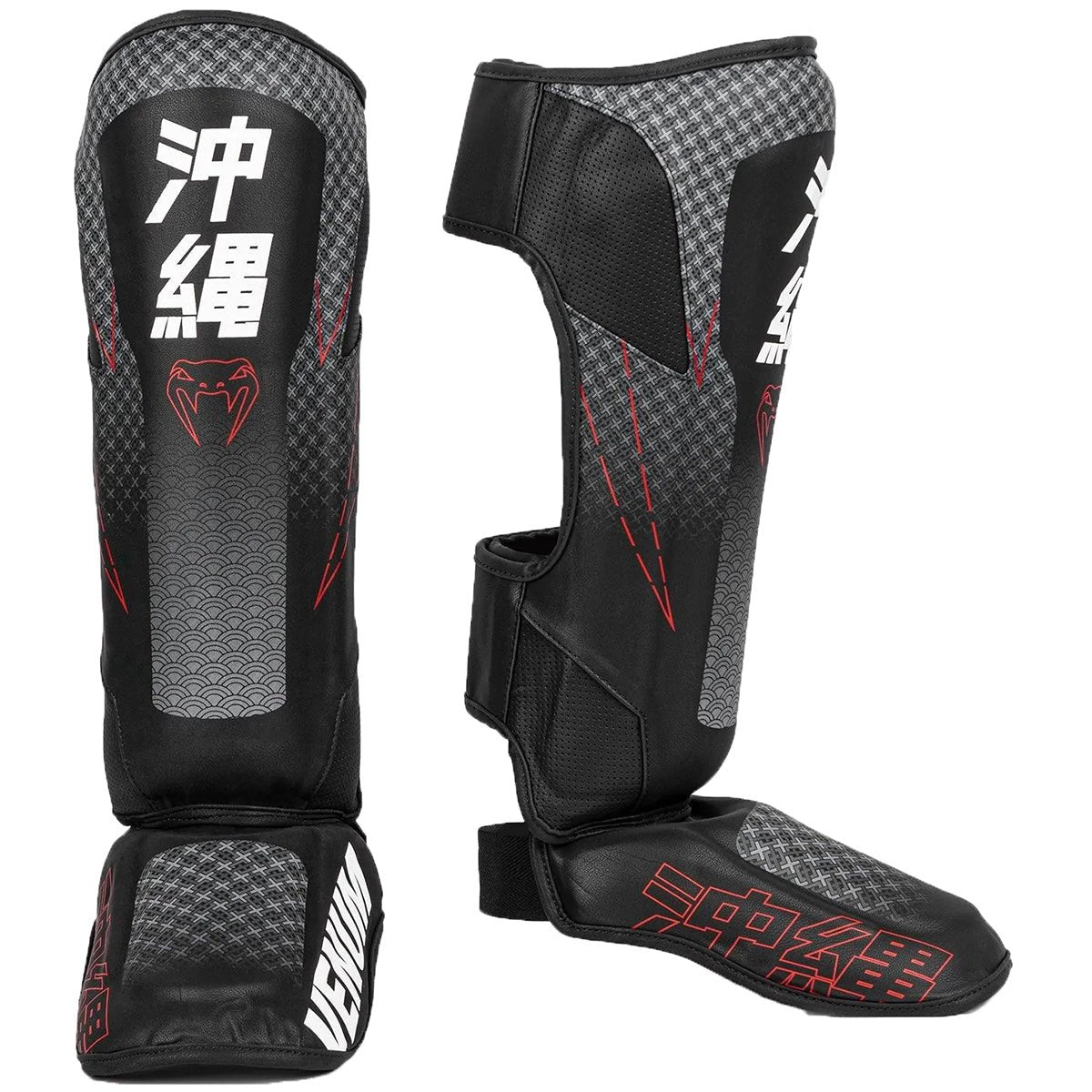 Venum Okinawa 3.0 Protective MMA Shin Instep Guards - Black/Red - Forza Sports