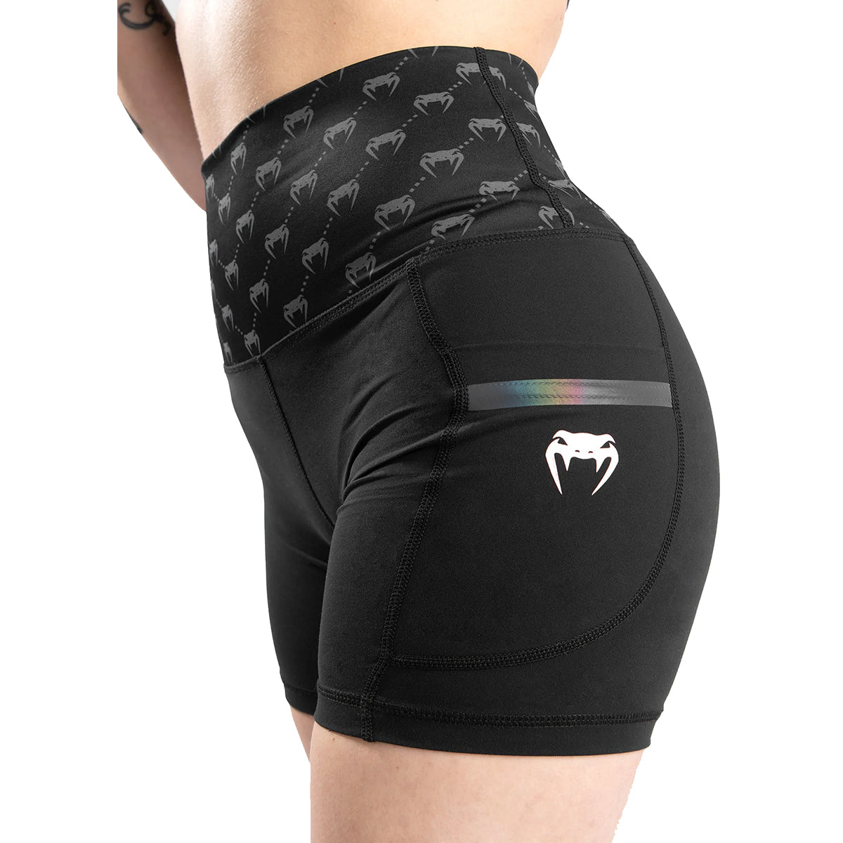 Venum Women's Monogram Compression Shorts - Black/Pink/Gold - Forza Sports