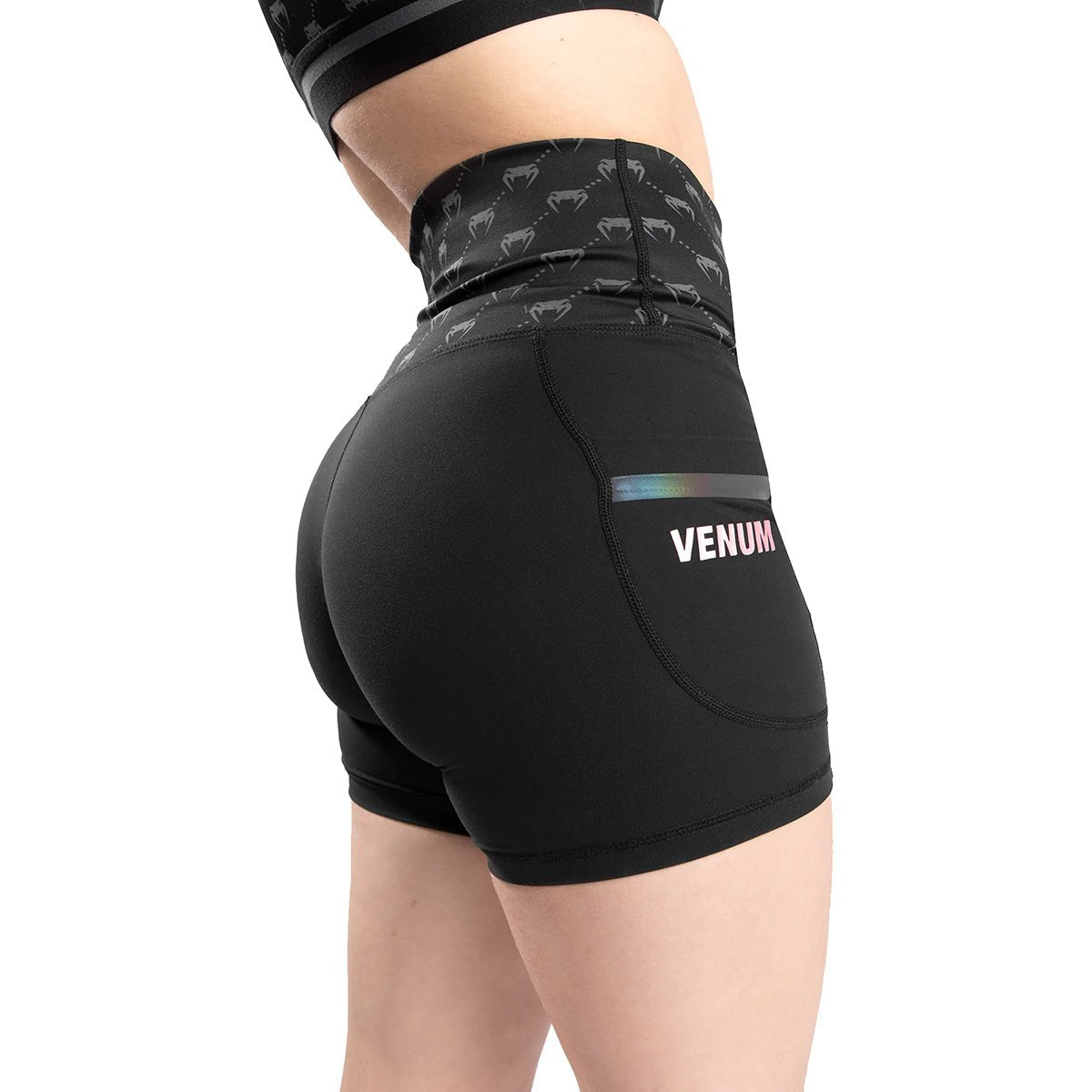 Venum Women's Monogram Compression Shorts - Black/Pink/Gold - Forza Sports