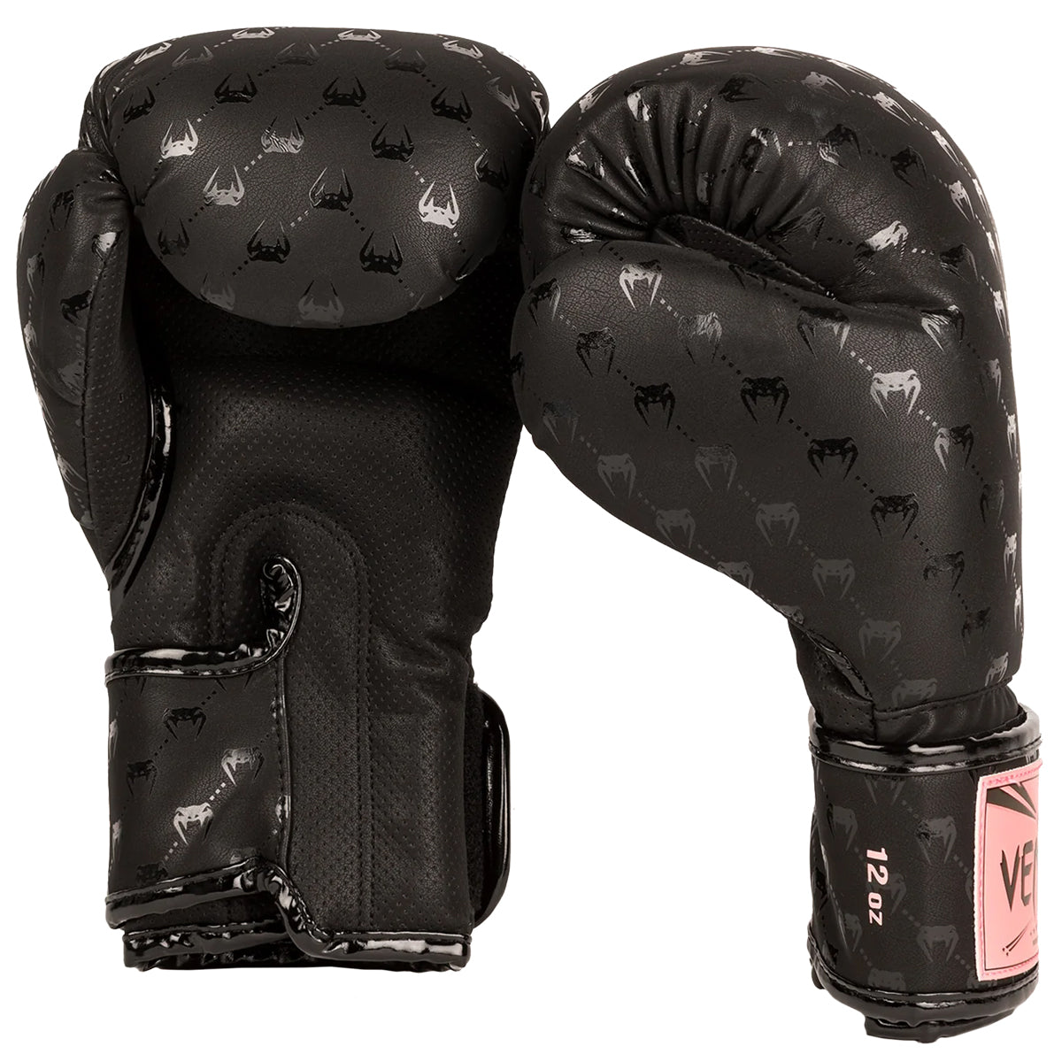Venum Impact Monogram Hook and Loop Boxing Gloves - Black/Pink/Gold Venum
