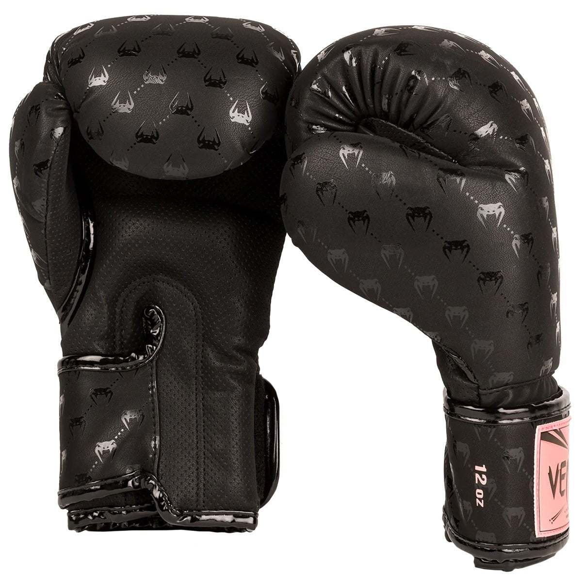 Venum Impact Monogram Hook and Loop Boxing Gloves - Black/Pink/Gold - Forza Sports