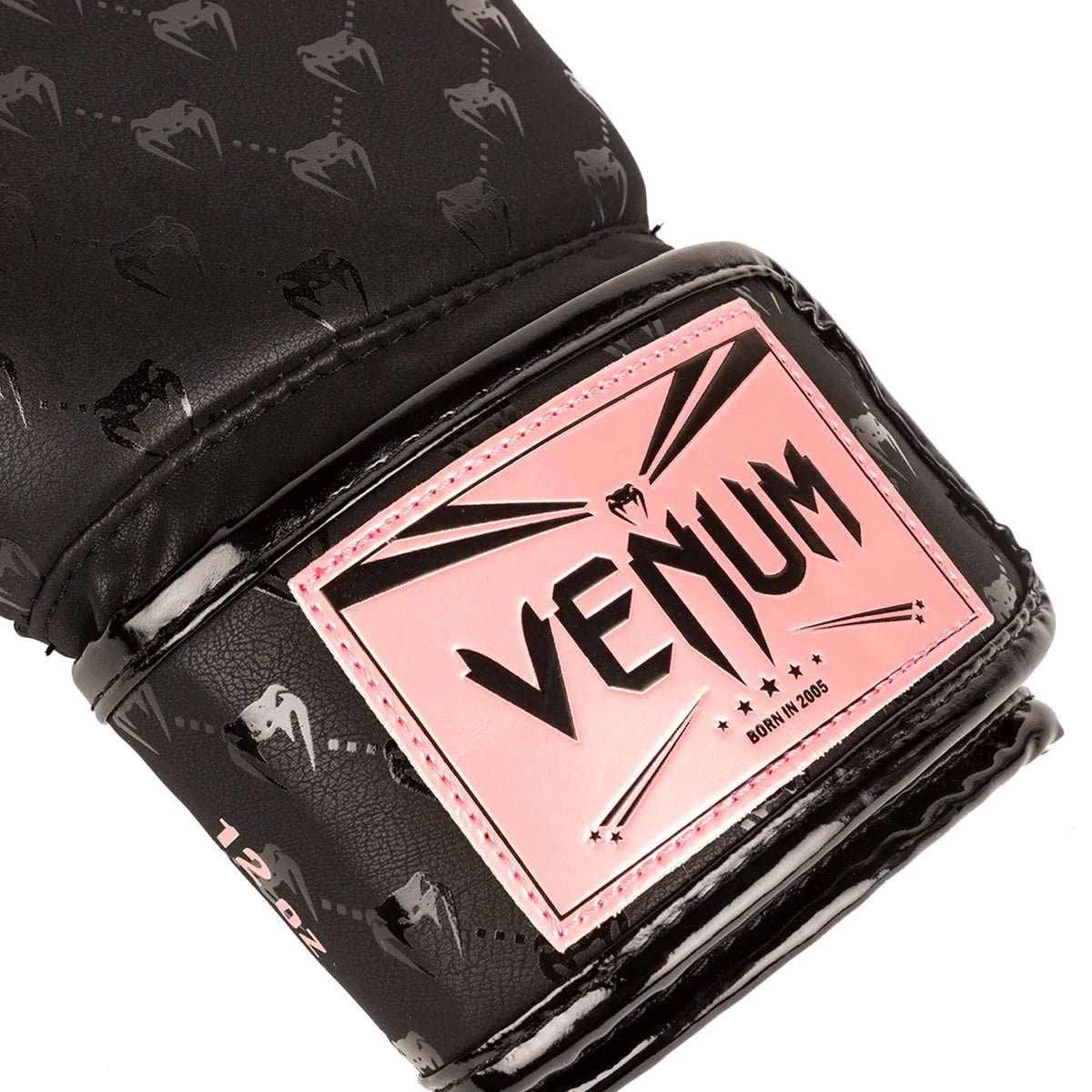 Venum Impact Monogram Hook and Loop Boxing Gloves - Black/Pink/Gold - Forza Sports