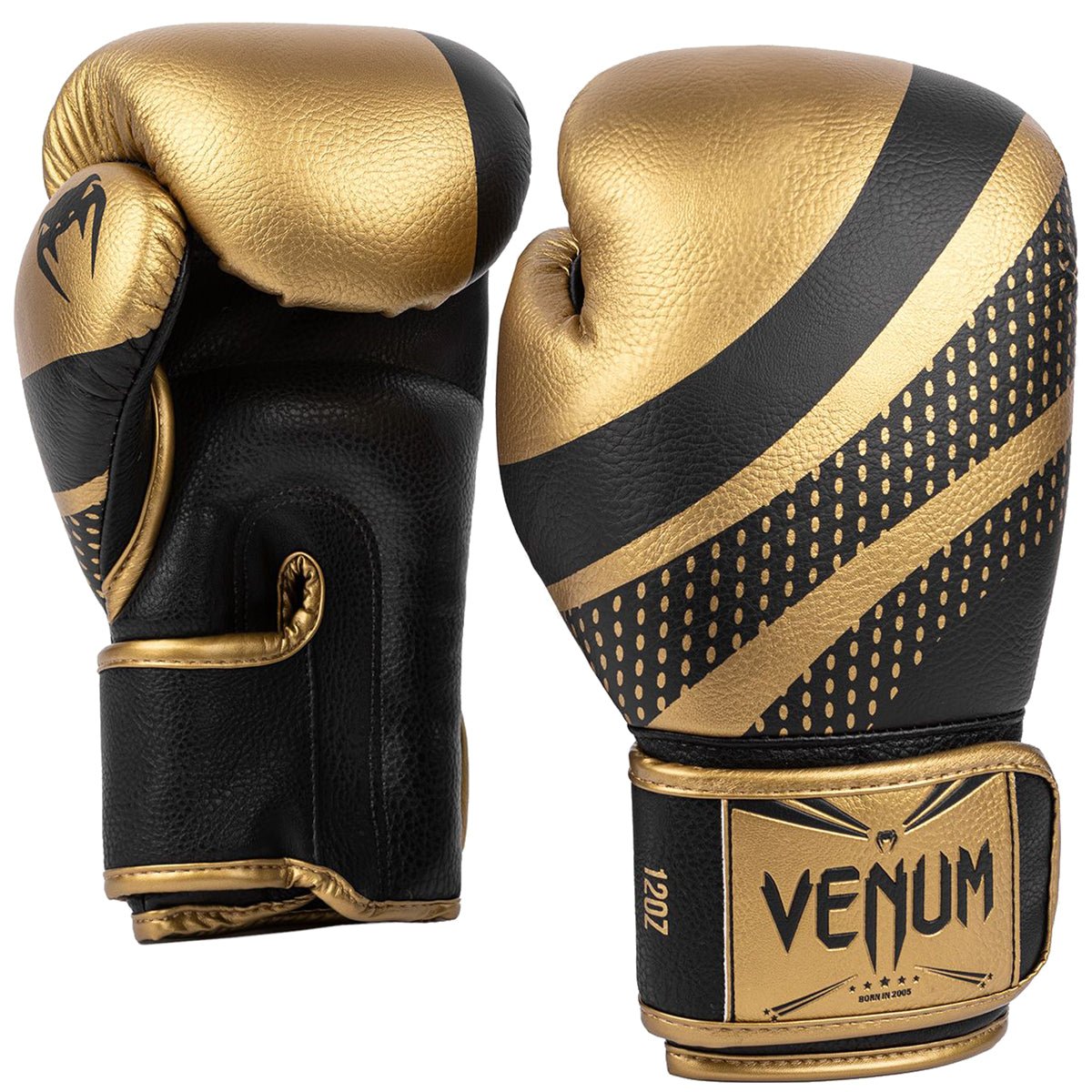 Venum Lightning Hook and Loop Boxing Gloves - Gold/Black - Forza Sports