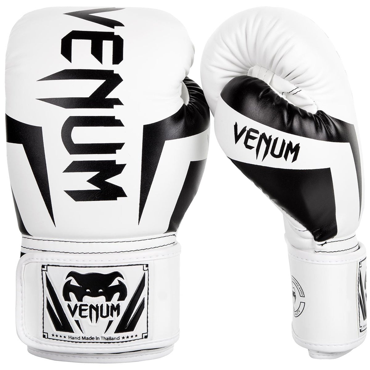 Venum Elite Hook and Loop Training Boxing Gloves - White/Black - Forza Sports