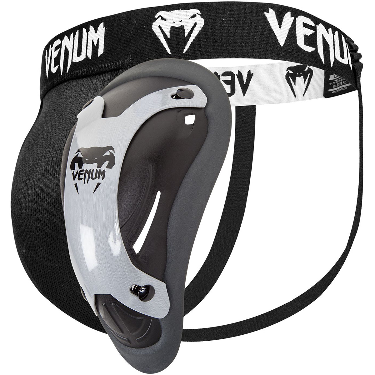 Venum Competitor Titanium Series Groin Guard and Support - Black/Silver Venum