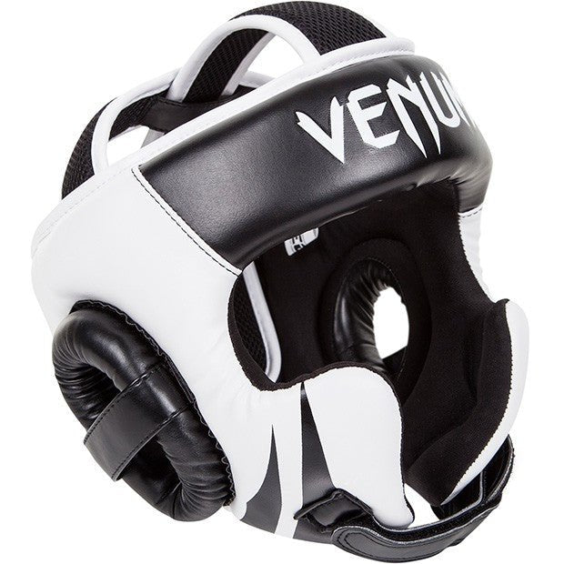 Venum Challenger 2.0 Boxing Headgear with Hook and Loop Strap - Black/White - Forza Sports