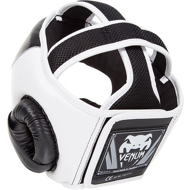 Venum Challenger 2.0 Boxing Headgear with Hook and Loop Strap - Black/White - Forza Sports