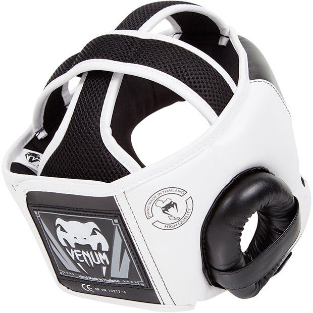 Venum Challenger 2.0 Boxing Headgear with Hook and Loop Strap - Black/White - Forza Sports
