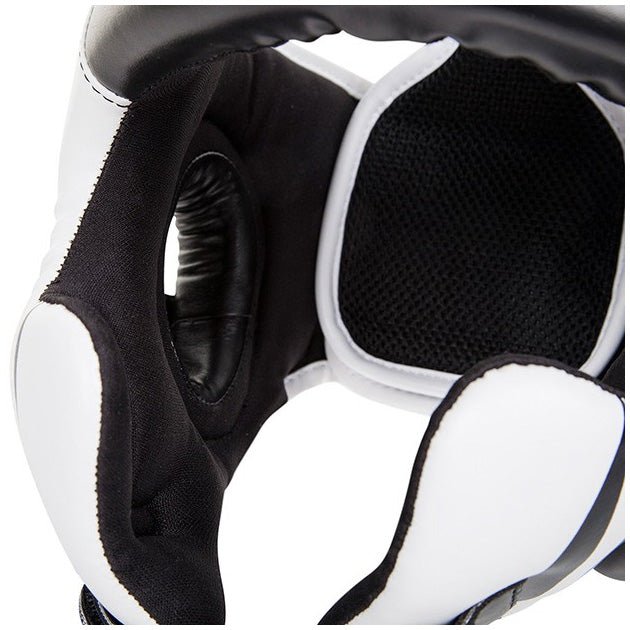 Venum Challenger 2.0 Boxing Headgear with Hook and Loop Strap - Black/White - Forza Sports