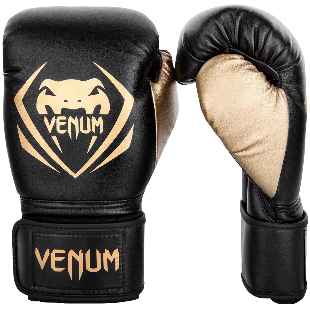 Venum Contender Hook and Loop Training Boxing Gloves - Black/Gold - Forza Sports