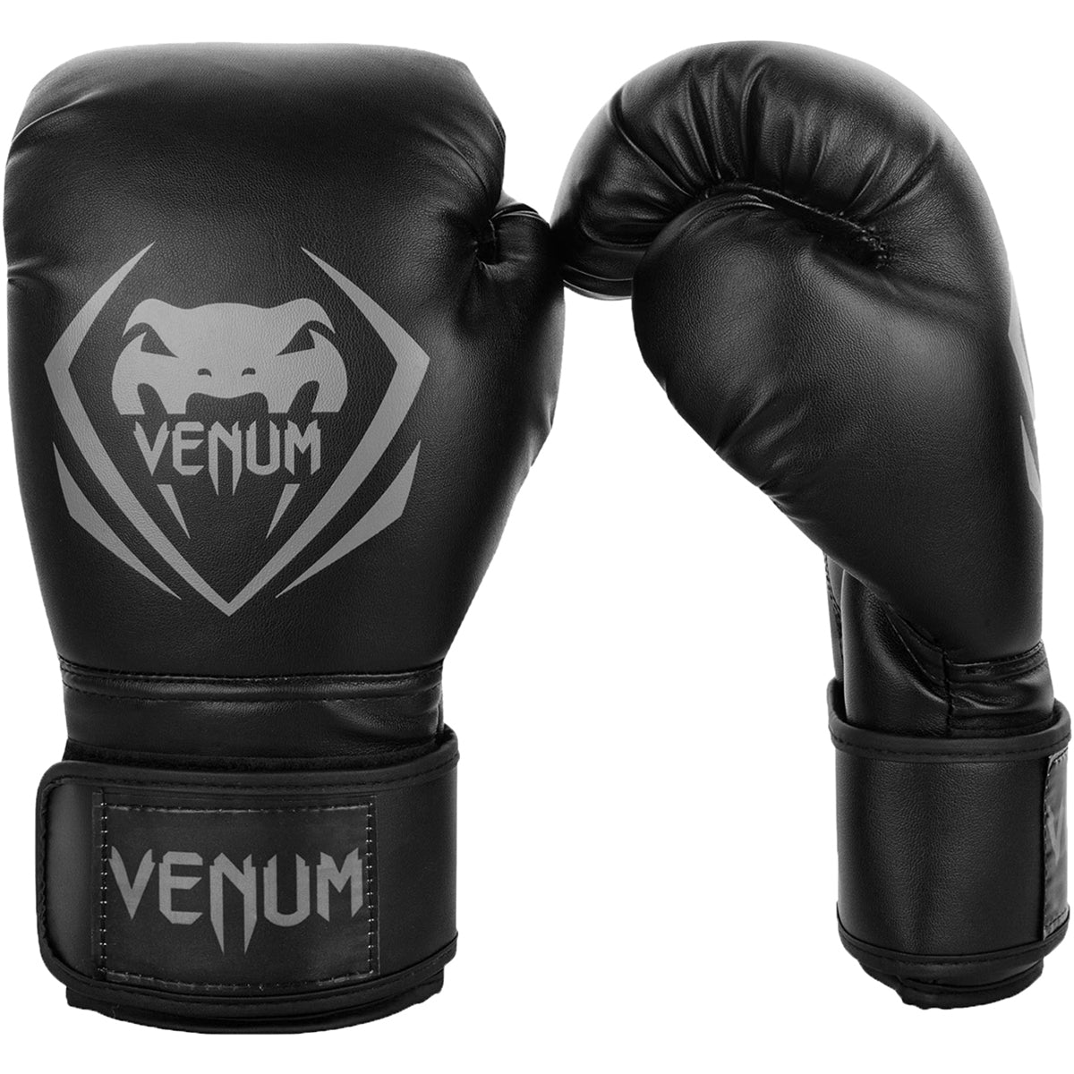 Venum Contender Hook and Loop Training Boxing Gloves - Black/Gray - Forza Sports