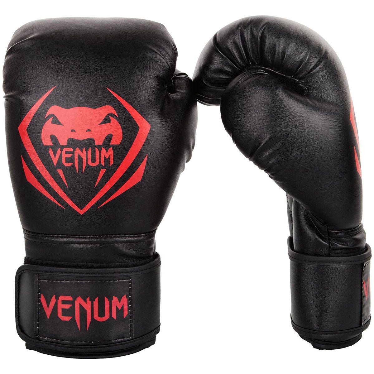 Venum Contender Hook and Loop Training Boxing Gloves - Black/Red - Forza Sports