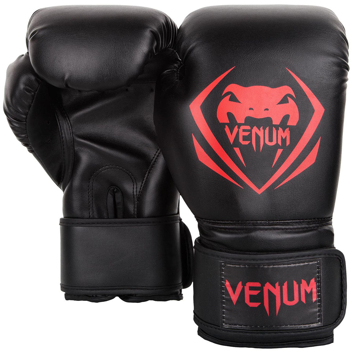 Venum Contender Hook and Loop Training Boxing Gloves - Black/Red - Forza Sports