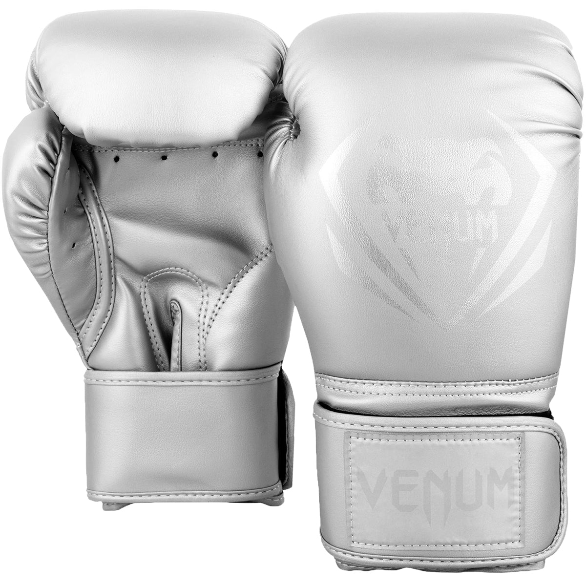 Venum Contender Hook and Loop Training Boxing Gloves - Silver/Silver - Forza Sports