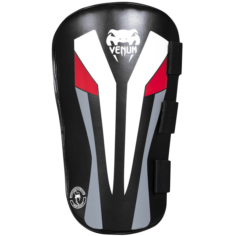 Venum Elite Skintex Leather Leg Protectors - Black/Ice/Red - Forza Sports