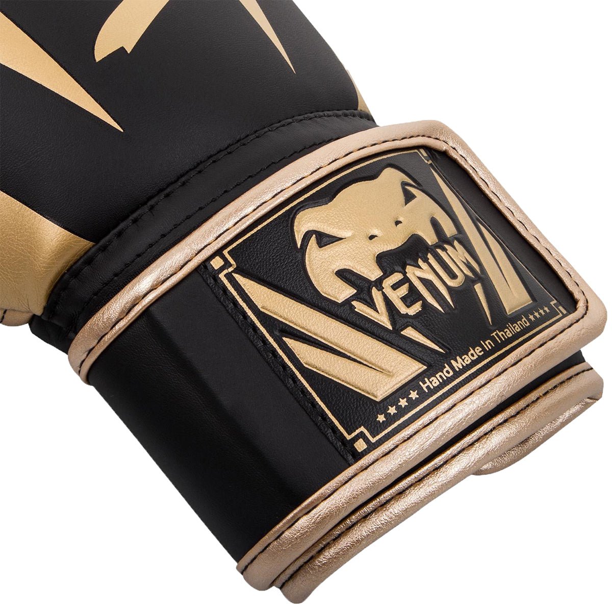 Venum Elite Skintex Leather Hook and Loop Training Boxing Gloves - Black/Gold - Forza Sports
