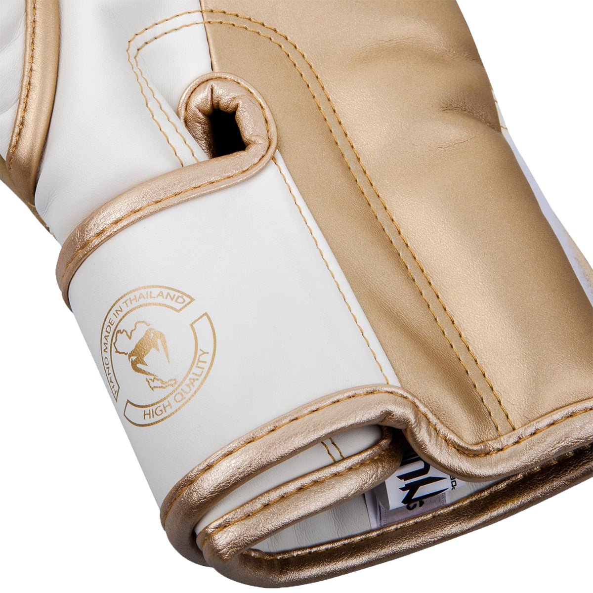 Venum Elite Skintex Leather Hook and Loop Training Boxing Gloves - White/Gold - Forza Sports