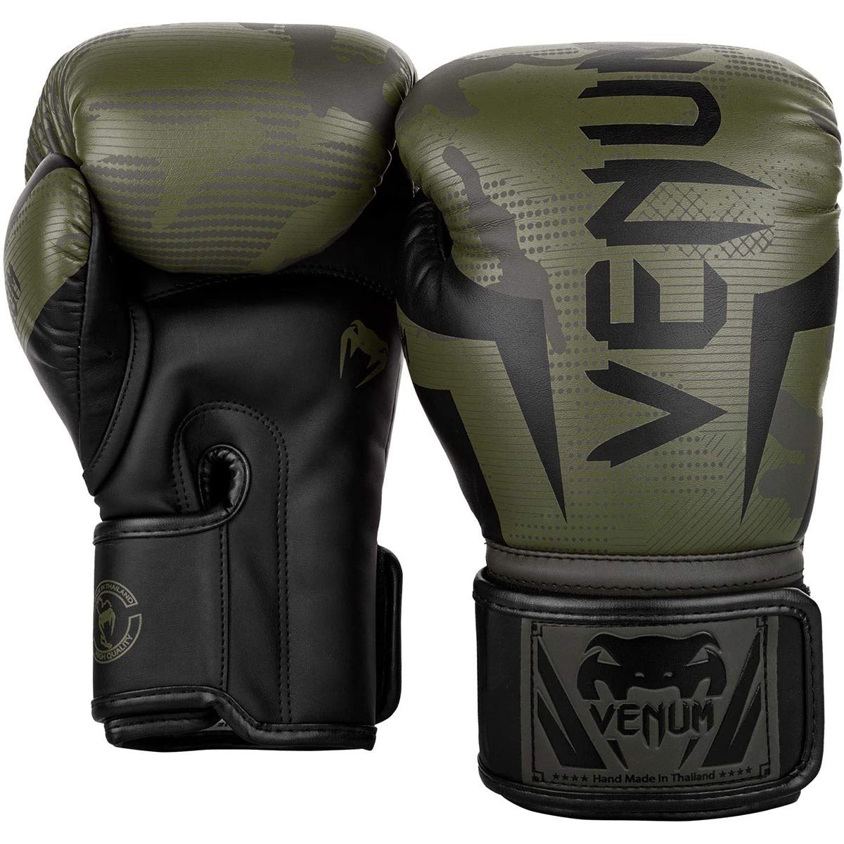 Venum Elite Hook and Loop Boxing Gloves - Khaki/Camo - Forza Sports