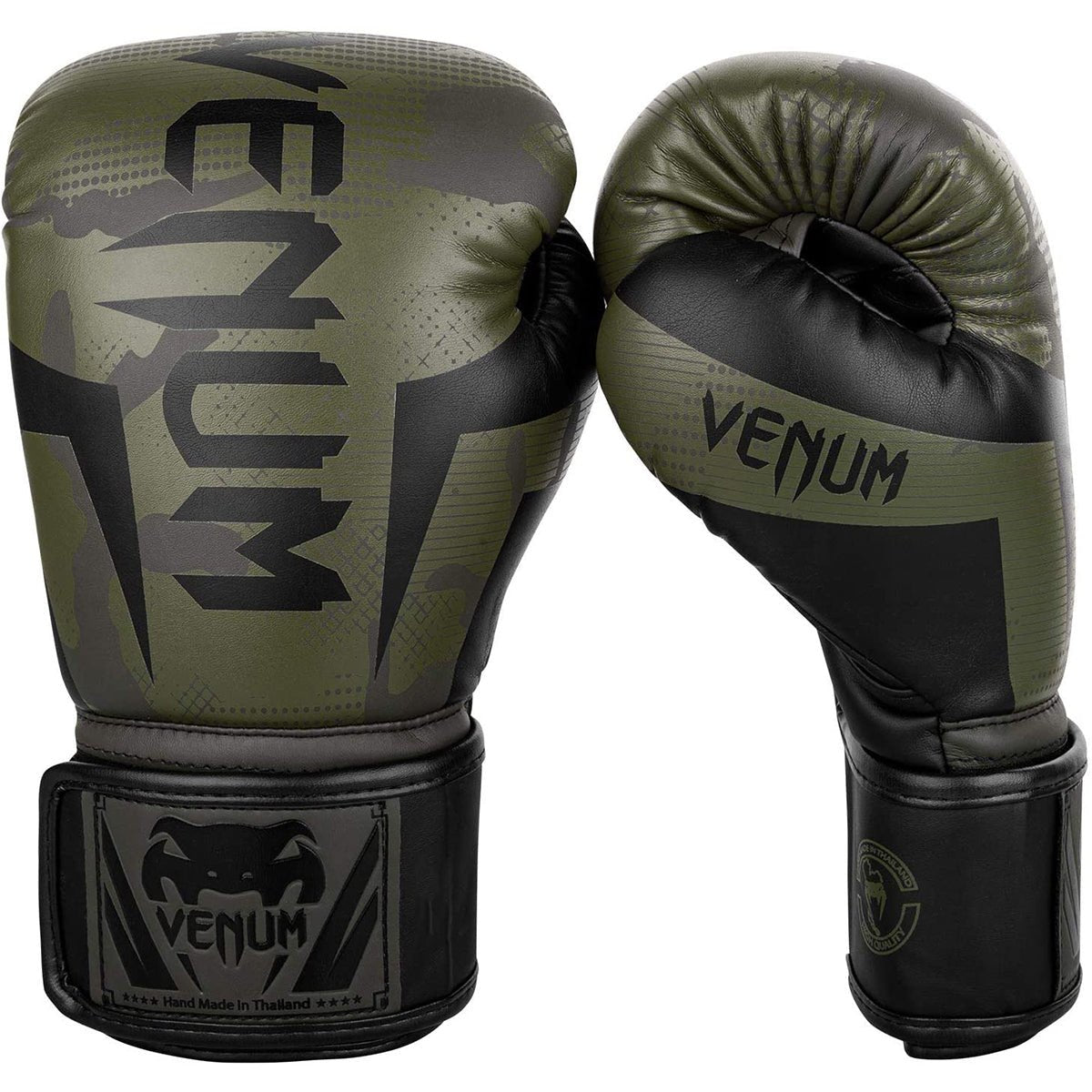 Venum Elite Hook and Loop Boxing Gloves - Khaki/Camo - Forza Sports