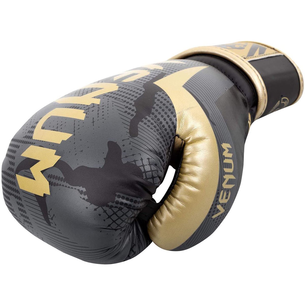 Venum Elite Hook and Loop Training Boxing Gloves - Dark Camo/Gold - Forza Sports