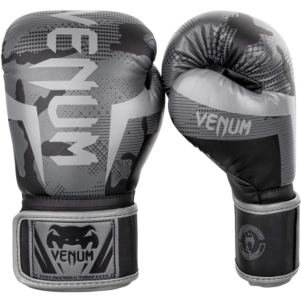 Venum Elite Hook and Loop Boxing Gloves - Black/Dark Camo - Forza Sports