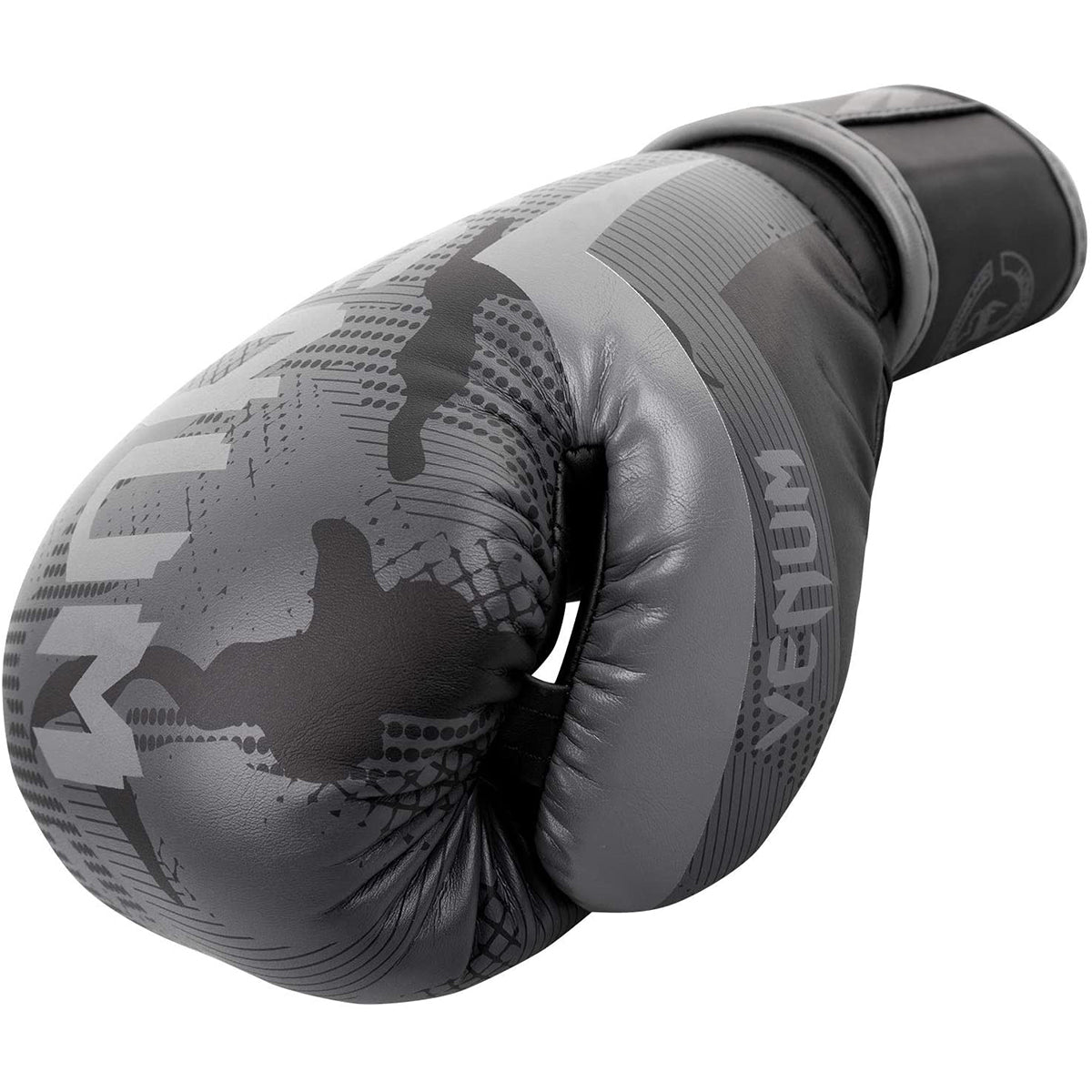 Venum Elite Hook and Loop Boxing Gloves - Black/Dark Camo - Forza Sports