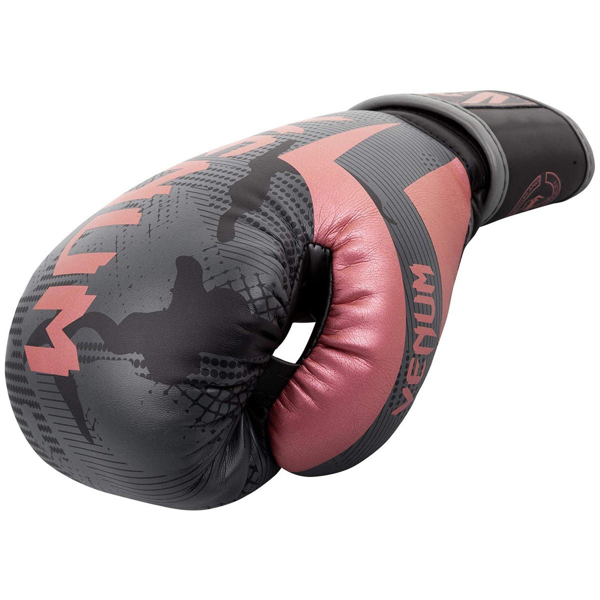 Venum Elite Hook and Loop Boxing Gloves - Black/Pink/Gold - Forza Sports