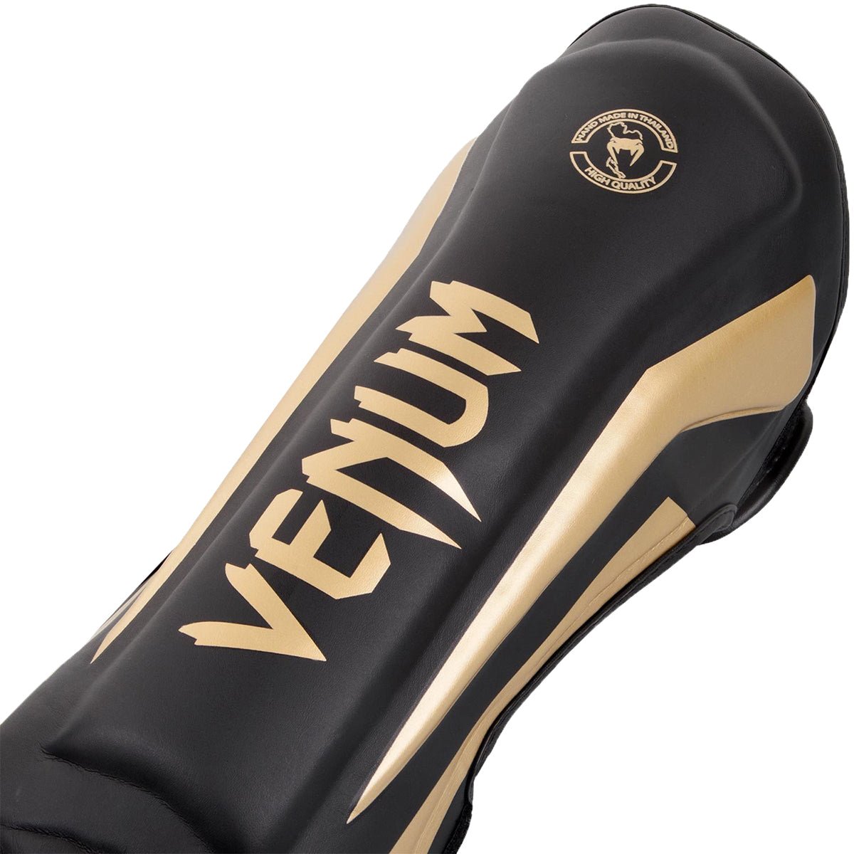 Venum Elite Lightweight Hook and Loop Shin Guards - Black/Gold - Forza Sports