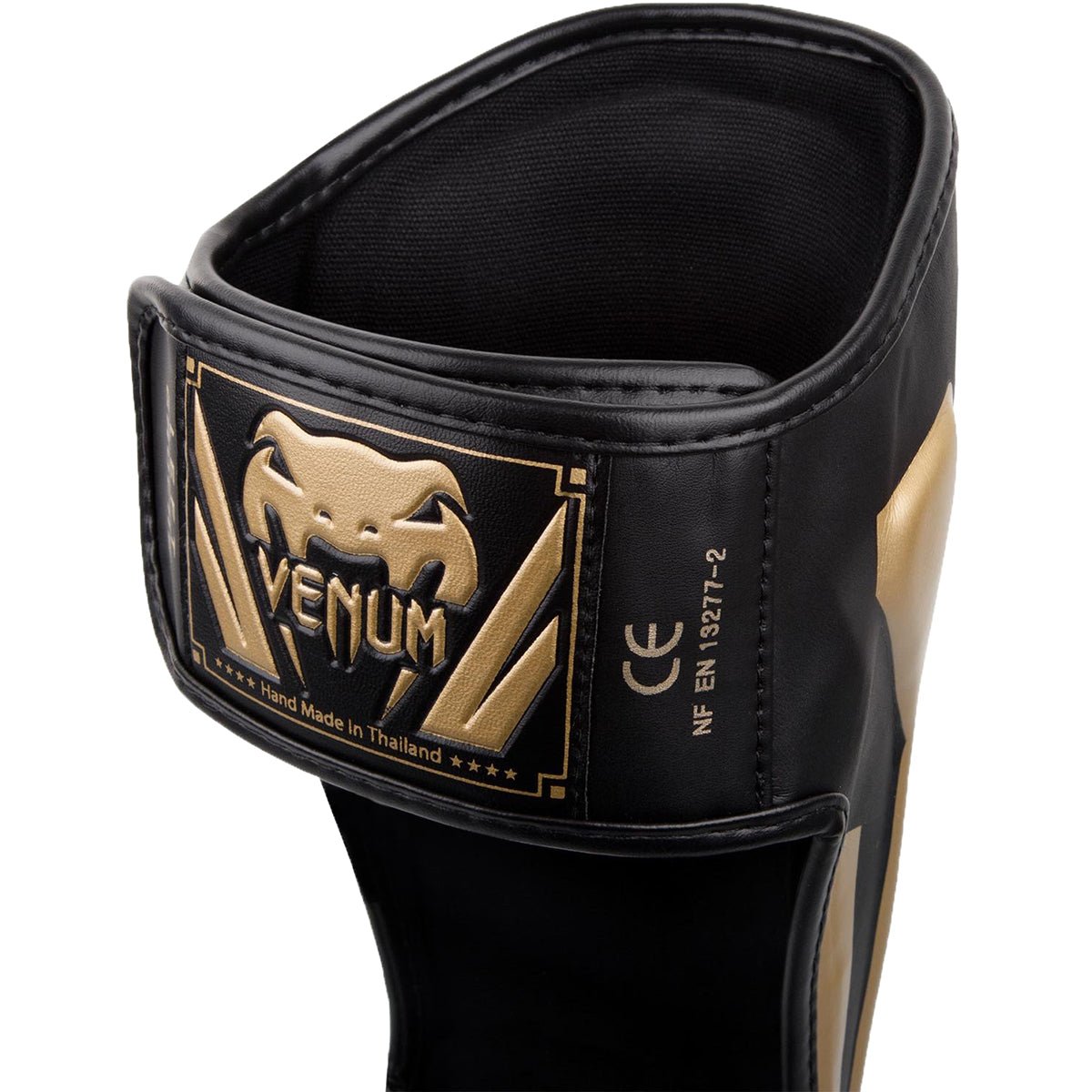 Venum Elite Lightweight Hook and Loop Shin Guards - Black/Gold - Forza Sports