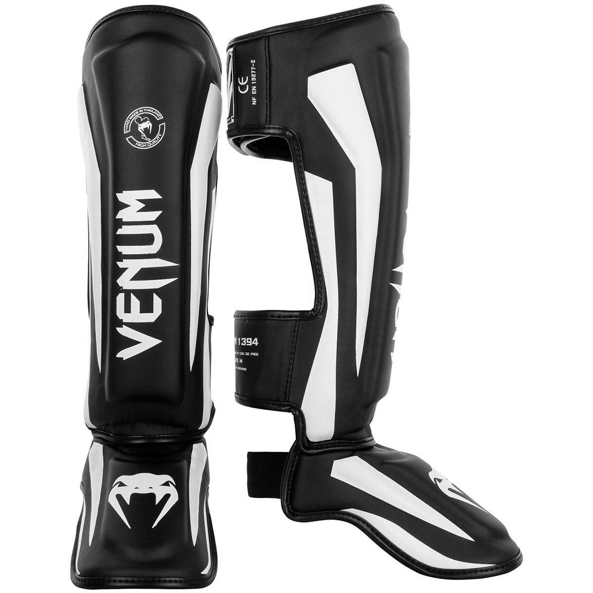 Venum Elite Lightweight Standup Protective MMA Shin Guards - Black/White - Forza Sports
