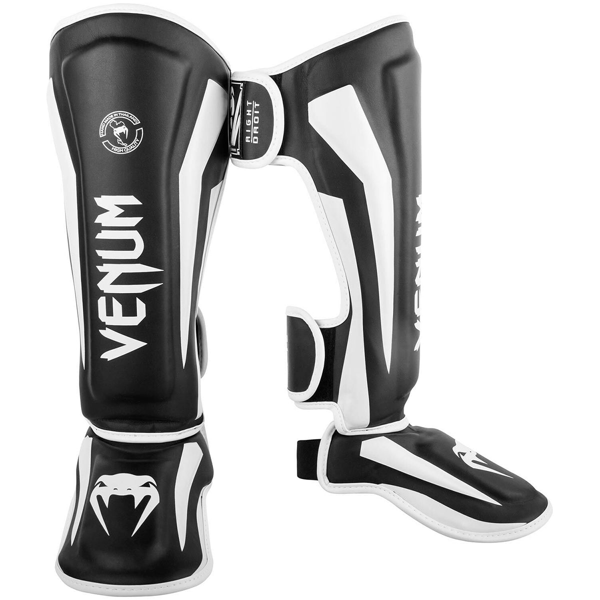 Venum Elite Lightweight Standup Protective MMA Shin Guards - Black/White - Forza Sports